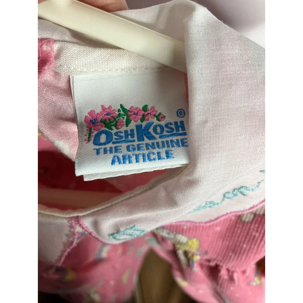 Vintage Osh Kosh Pink Corduroy Baby 12 Months Dress Bunny Bunnies On Ice